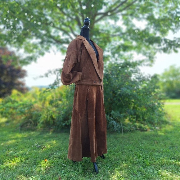 (10/12) Vintage Suede Leather Skirt & Jacket Set , The Olde Hide House , 2PCS - Picture 17 of 17
